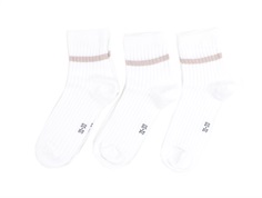 Name It bright white fawn glitter stripe socks (3-pack)